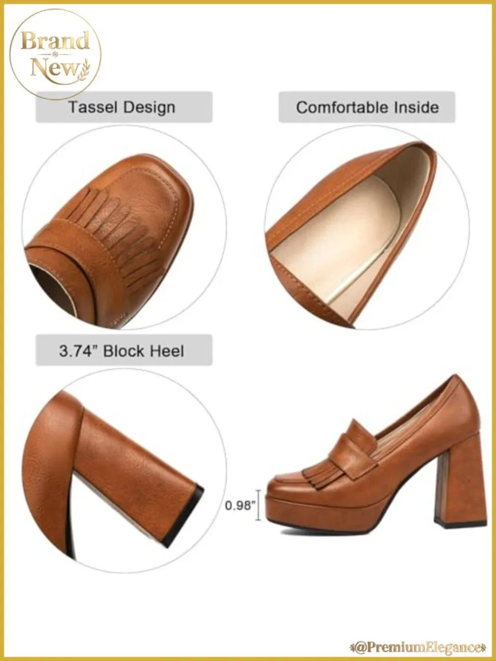 Women's Heeled Loafers Platform Chunky High Heel Dress Loafers